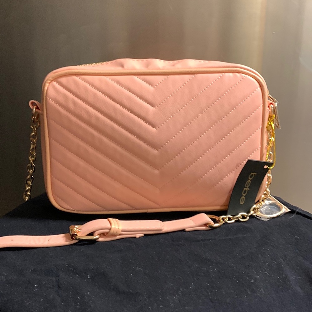 Bebe Tyler Camera Crossbody Peach